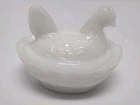 Vintage Westmoreland White Milk Glass Hen On Nest Mini Salt Cellar