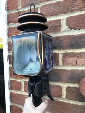 Beautiful vintage coach lamp bevelled stained glass 17 inches tall.