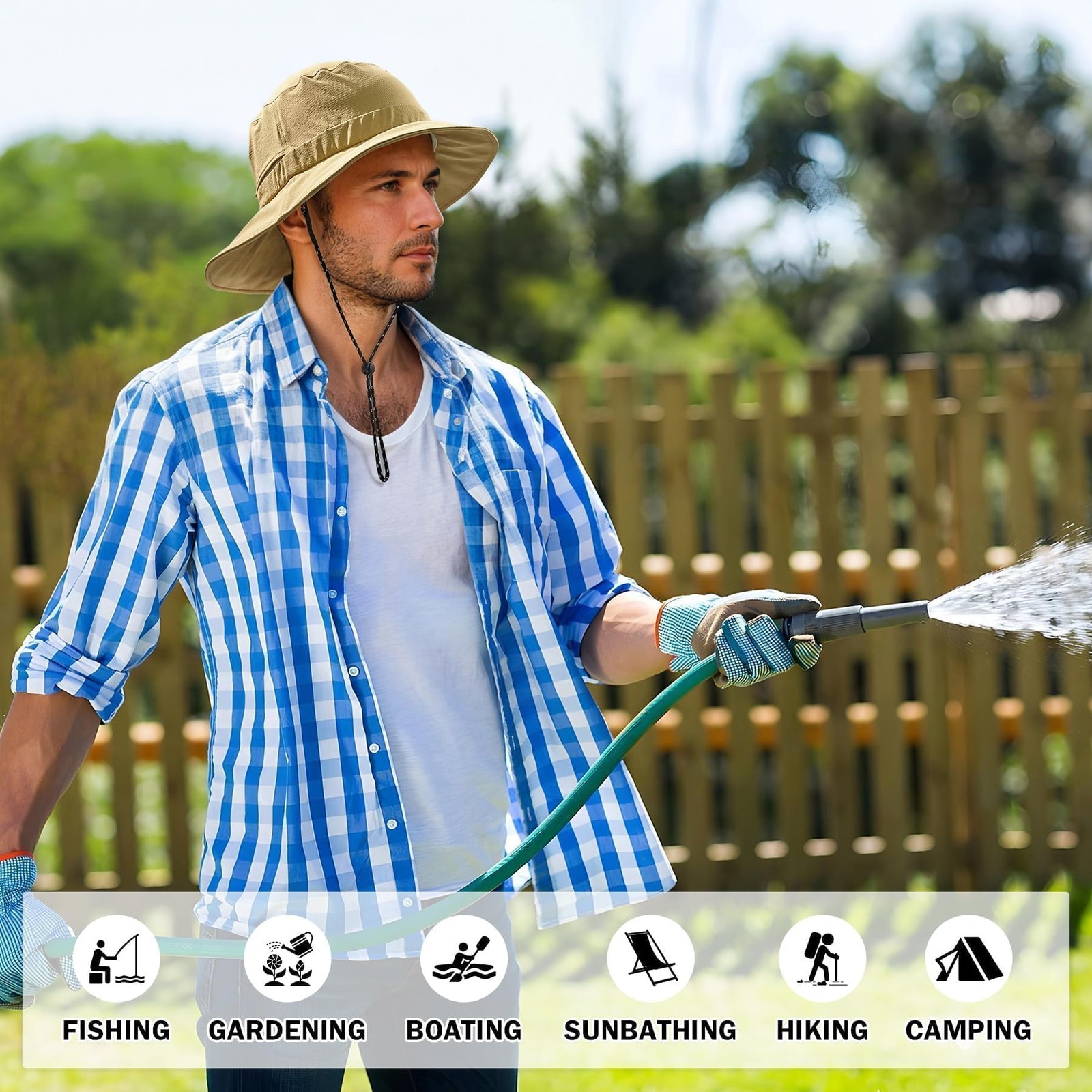 Waterproof Bucket Hat with Neck Shield Quick-Dry Breathable Fishing Hat