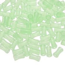 100 Pcs Glass Tube Beads, 6x12mm Bamboo Stick Tube Beads, Light Green
