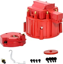 Red Male HEI Distributor Cap and Rotor for K549 SBC 283 305 307 327 350 400 BBC 