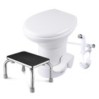 AplusChoice Enamel RV Toilet Gravity Flushw/ Bidet Spray & Step Foot Stool — photo 1