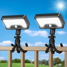 Solar Motion Sensor Flood Lights Outdoor with Flexible Octopus Tripod - 2 Pack