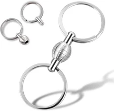 316L Stainless Steel Quick Release Keychain, Pull Apart Detachable Double-End Sw