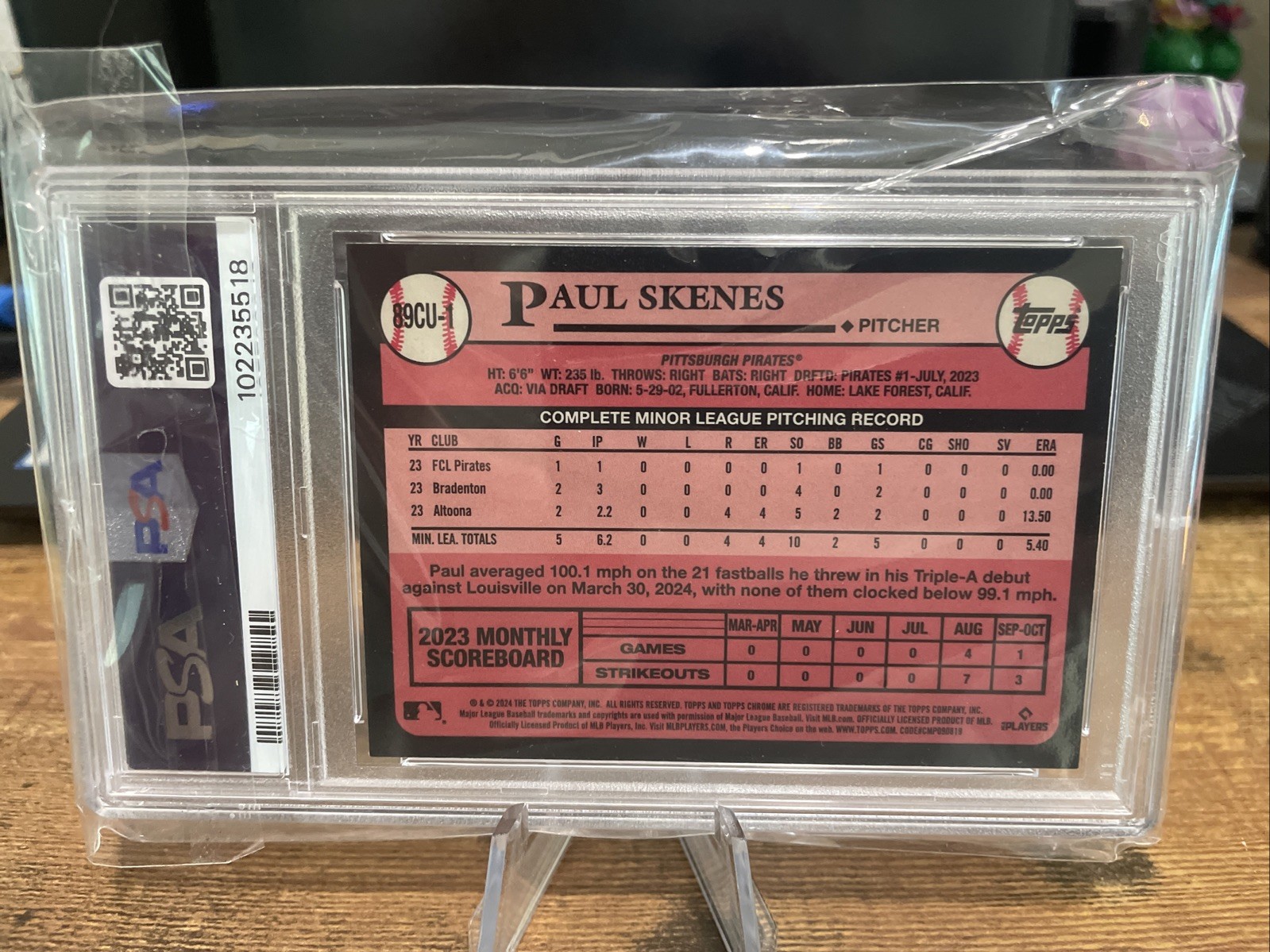 2024 Topps Chrome Update Series - 1989 Topps Paul Skenes #89CU-1 (RC) PSA 9 view 2