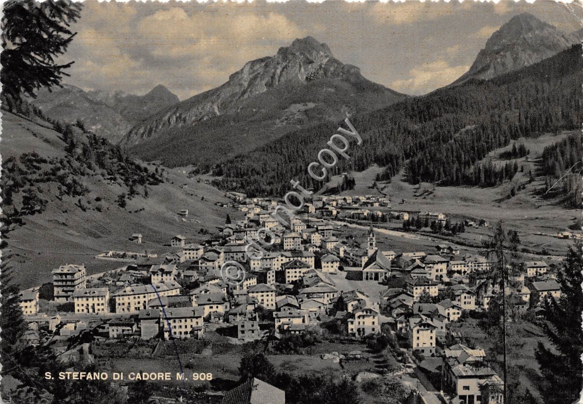 Cartolina Santo Stefano di Cadore panorama 1954 (Belluno)