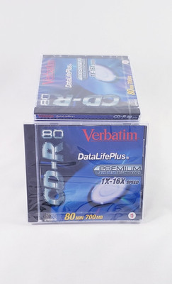 Verbatim DataLifePlus 80 min CD-R Premium AZO Blue Tech 1X-16X Speed NOS Lot