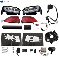 Golf Cart LED Headlight&Tail Light Kit W/ Switch and Horn For Club Car Tempo 18+