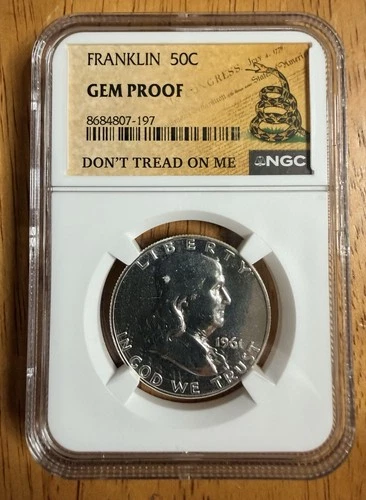 1961 50c Gem Proof Franklin Silver Half Dollar - Don't Tread On Me Series