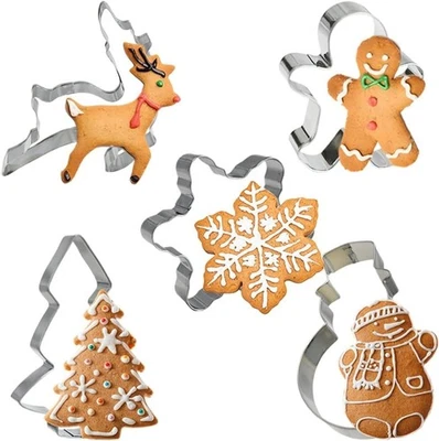 ARMO HOME Armo® 5 Pieces Christmas Santa Snowman Reindeer Gingerbread Man Cookie Cutter