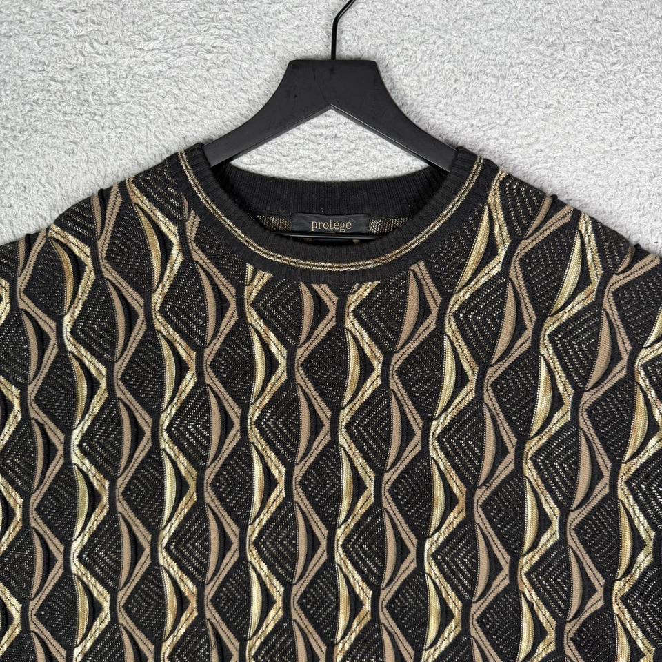 Suéter masculino vintage anos 90 Cosby padrão malha 3D 3XL alto arte preto protetor - Imagem 3 de 4