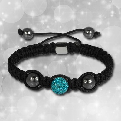 Shamballa Armband original Sterlinx mit 1 türkisen Glitzerkugel SHS11T