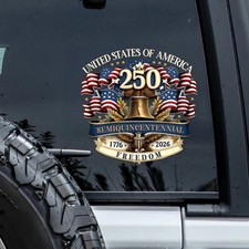 USA 250th Semiquincentennial Car Window Decal Sticker   Freedom 1776  2026