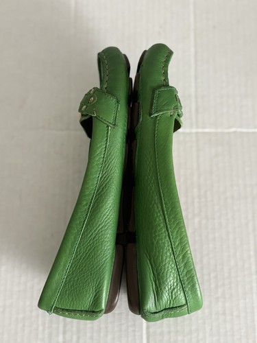 J. Crew Womens Leather Loafers Sz 6 Green w/Gold Accents Preppy Summertime VGC - Picture 5 of 13