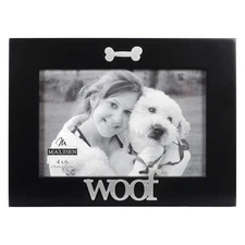 Malden International Designs Black Wood Expression Picture Frame, Woof