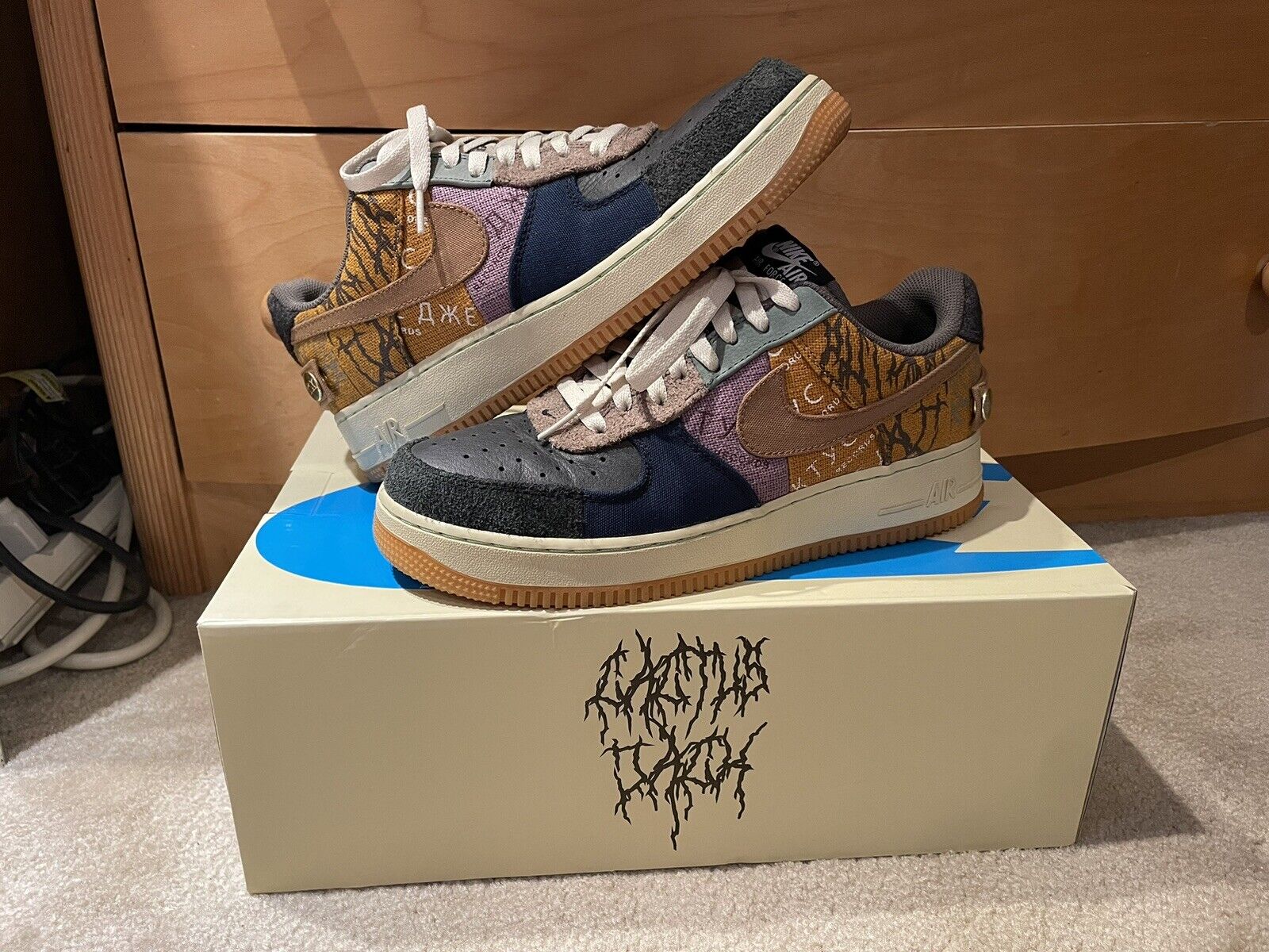 herstel speelplaats getrouwd Nike Air Force 1 Low Travis Scott Cactus Jack CN2405-900 Size 9.5 | eBay