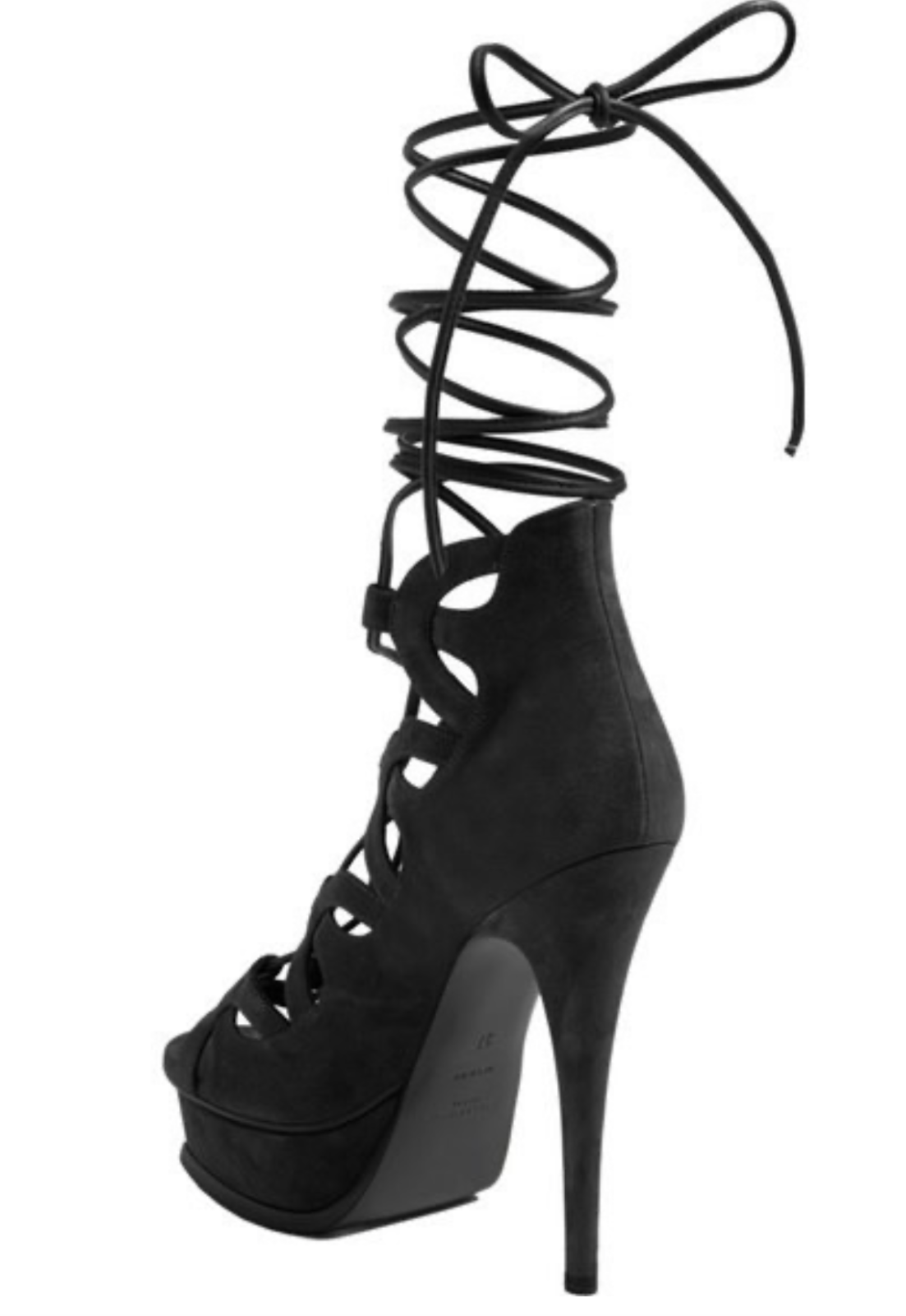 Sandali décolleté Saint Laurent YSL Tribute neri stringati plateau nuovi con scatola taglia 39 5 $1395