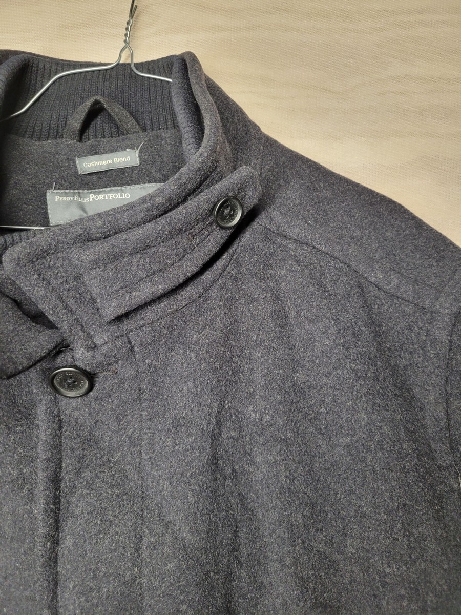Perry Ellis Portfolio Men's SZ XL Cashmere Wool Blend Coat Black