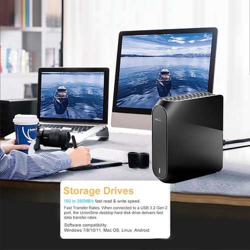 UnionSine Desktop Externe Festplatten 1/8/12/16/18TB 3.5 Zoll-USB3.2 HDD Schwarz - Bild 4 von 31