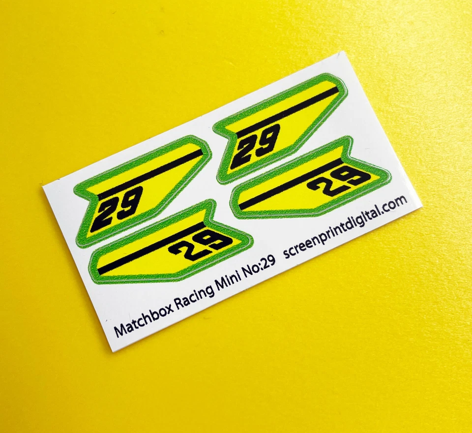 SCREENPRINTDIGITAL MATCHBOX SUPERFAST No.29 Racing Mini Aufkleber Aufkleber Reproduktionen
