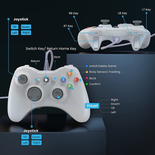 Wired Controller USB For PC for Xbox 360 / 360 Slim Windows 7 8 10 11 Gamepad XP - Picture 13 of 18