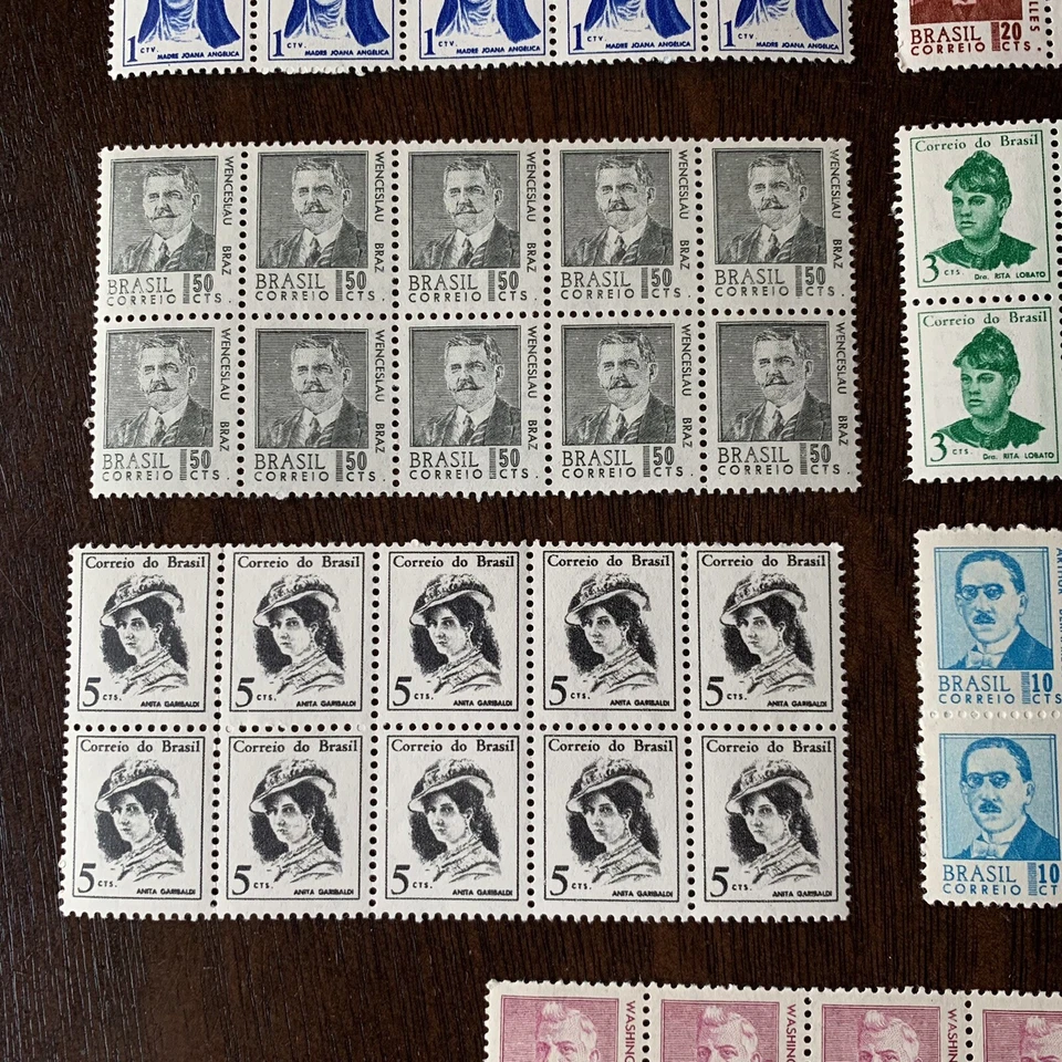 Estampillas de Brasil 1967 como nuevas bloques tiras personalidades famosas muchas con marcas de agua Foto 4 de 4