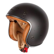 Spada Carbon Open Face Motorcycle Helmet Dark Star Tan Retro Cruiser Motorbike