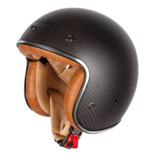 Spada Carbon Open Face Motorcycle Helmet Dark Star Tan Retro Cruiser Motorbike