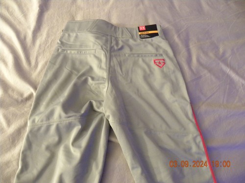 Neu mit Etikett Under Armour HeatGear Baseballhose grau mit roten Paspeln Relax Fit Herren Größe S - Bild 6 von 13