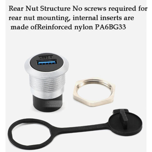 D-Type Data module Socket Round With Cover Dustproof, waterproof Black/Silver - Picture 3 of 32