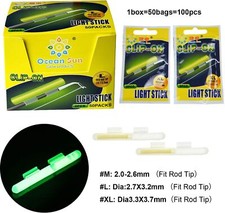 20/100pcs Green Long Lasting Fishing Glow Sticks M/L/XL Luminous for Fishing Rod