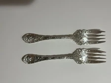 2 Durgin/Gorham Dauphin Sterling Salad Forks No Monogram Excellent 