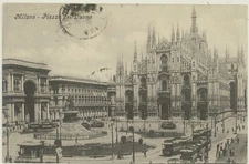 MILAN-PIAZZA DEL DUOMO TRAM 1909 VINTAGE POSTCARD