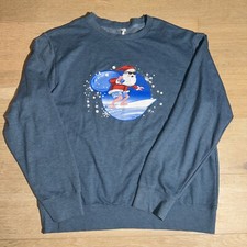 Holiday Christmas Crew Neck Sweatshirt Blue Santa Claus Men  s Large