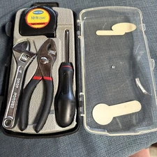 NEW 4 PC Tool SET Project GEAR Home OFFICE Dorm Tape MEASURE Pliers Screwdriver