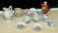 Vintage Miniature Tea Set Japan Teapot creamer Sugar Teacups saucer plates Vases