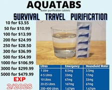 Clean Water Purification Tablets Camping-Aquatabs Survival! BEST EXP DATE 2/2028