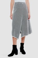  158 Nic Zoe Women's Black Pixel Pattern Asymmetrical Midi A-Line Skirt Size L