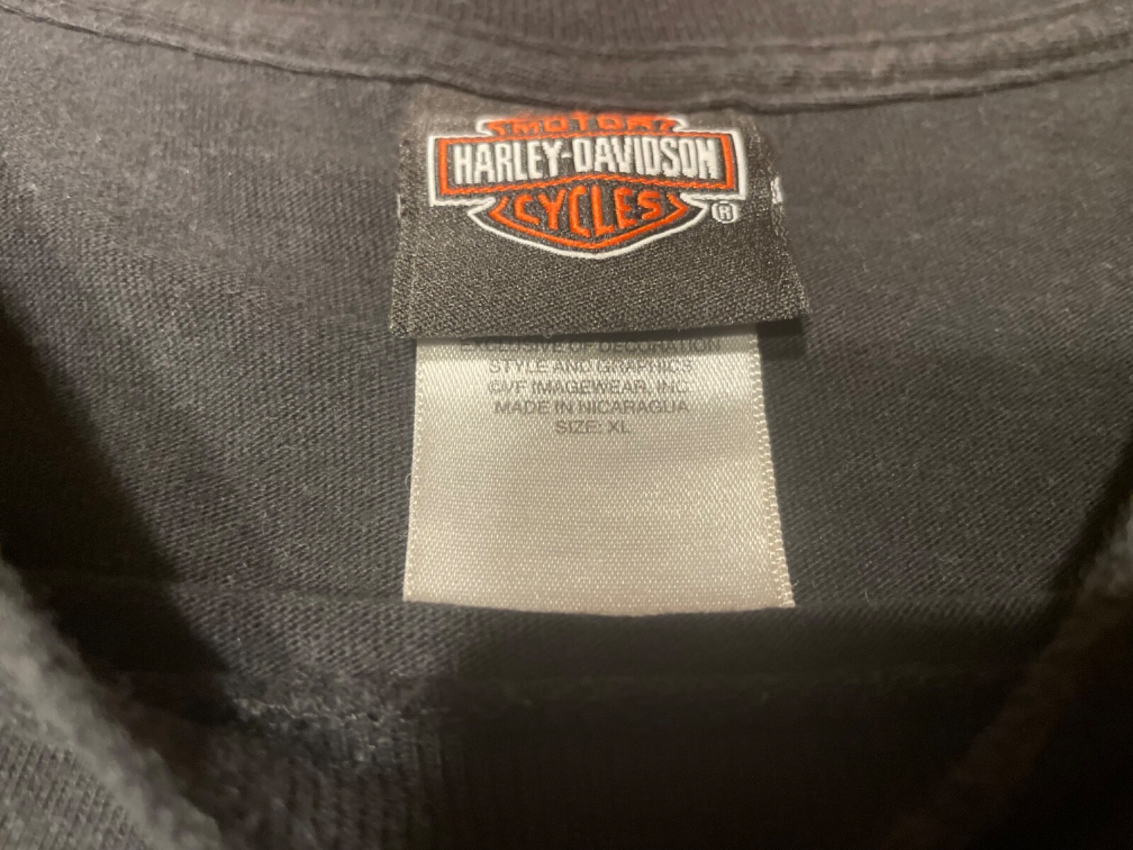 Man ‘O War Harley Davidson Double Sided Black Long Sl… Gem