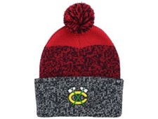 Chicago Blackhawks 47 Brand NHL Static Team Logo Pom Knit Hockey Beanie Hat