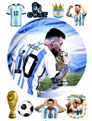 Essbar Messi Kuchen Party Ball Tortenaufleger Torte Geburstag Fußball + TEXT