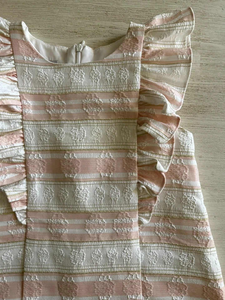Vestido niña talla 5 Pippa & Julie nuevo sin etiquetas rosa blanco y dorado en relieve boda vacaciones Foto 3 de 4