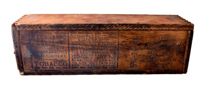 Blanet Chewing Tobacco Wood Box with Tax Stamp Lots of writing 1878