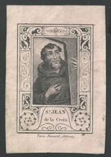 Estampa grabado antiguo de San Juan de la Cruz image pieuse santino holy card