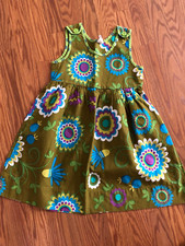 Vintage Moo Boo's Girls Green Dress with flowers in Print Size 6