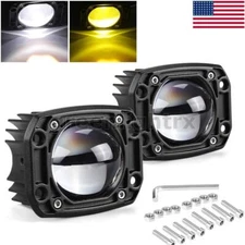 2X Flush Mount 3"in LED Work Light Bar White Yellow Offroad Driving Fog Pods SUV