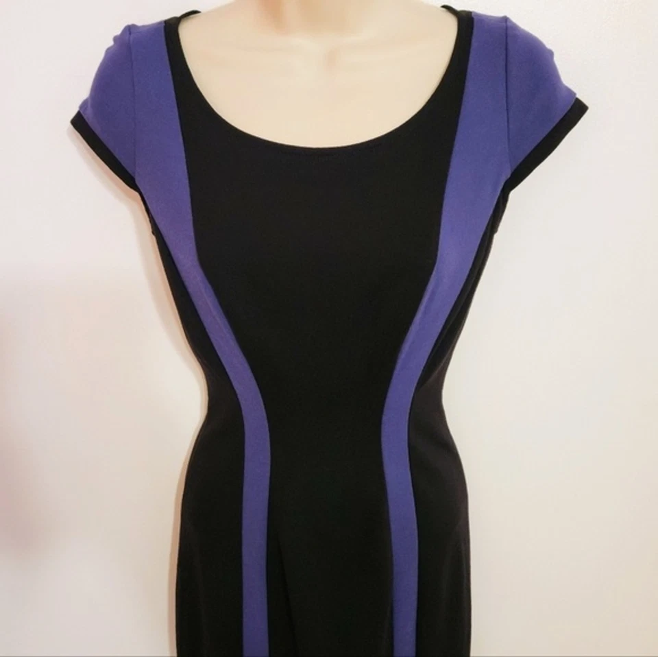 Guess Color Block 网眼背铅笔紧身迷你连衣裙黑色和紫色 2 码 — 第 2/4 张图片
