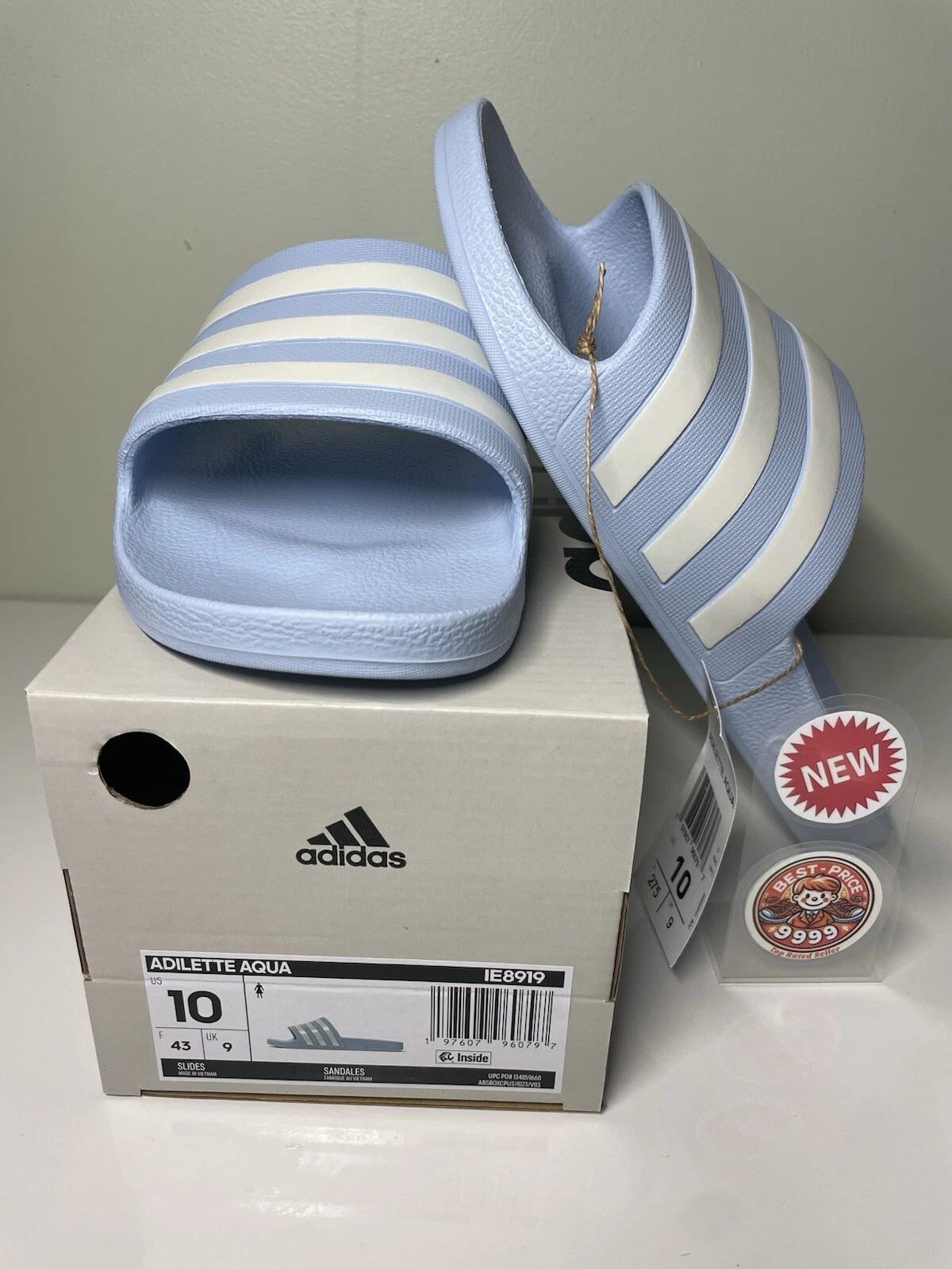 ADIDAS Sandali donna Adilette slides blu taglia 10 IE8919 nuovi con scatola