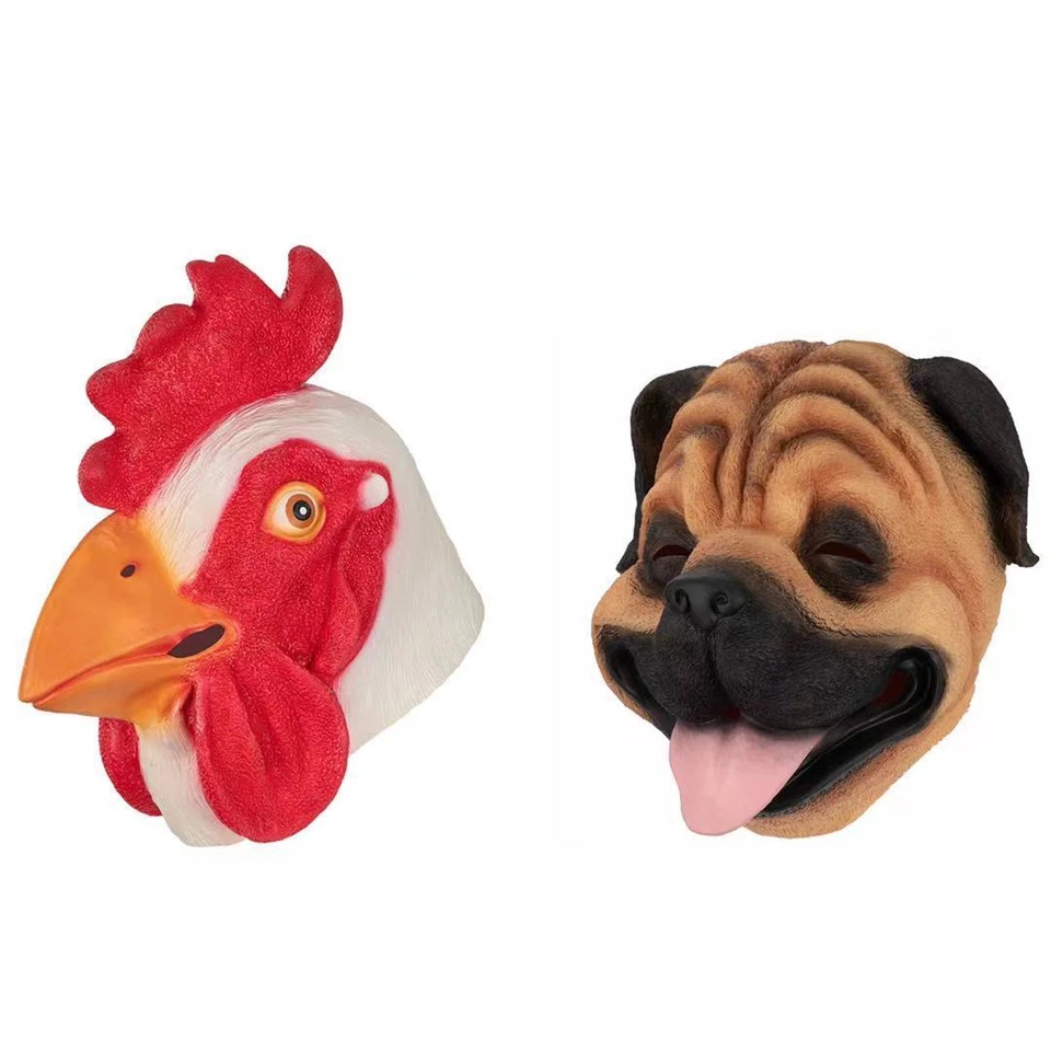 Masquerade Halloween Latex Fancy Animal Head Mask Creepy Party Cosplay Costumes - Image 3 of 3