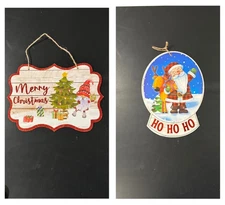 2 Amscan Christmas Wall Plaques – Santa & Gnome Designs, 8” x 11”  Hanging signs